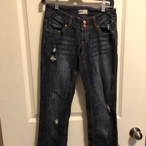 Garage dark low rise stretch jeans